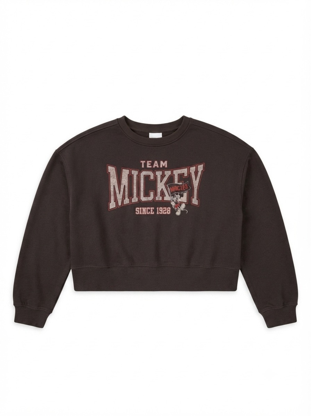 Disney Mickey Mouse Team Mickey Cropped Sweatshirt Charcoal Black Size S